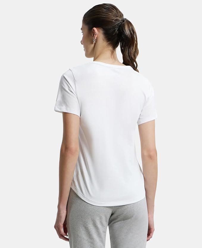 Jockey AW88 Women Super Combed Cotton Rich Relaxed Fit Solid Curved Hem Styled Half Sleeve T-Shirt - Image 2